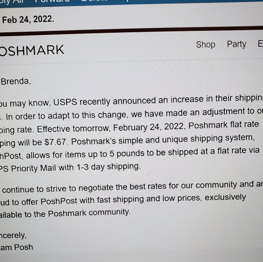 SHIPPING CHARGE INCREASE